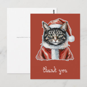 Katze mit Santa Claus Outfit - Weihnachten 1 Postkarte