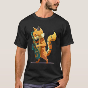 Katze mit Saxophon T-Shirt