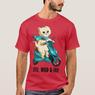 Katze mit Scarf und Motorrad T-Shirt