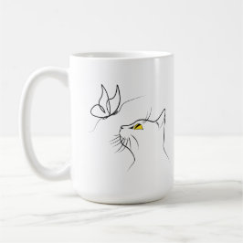 Katze mit Schmetterling Abstrakte minimalistische  Kaffeetasse