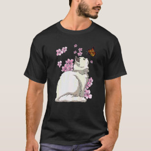 Katze mit Schmetterling Japanische Sakura Kirschbl T-Shirt
