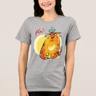 Katze mit Schmetterling Tri-Blend Shirt