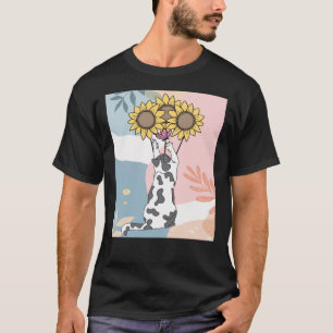 Katze mit Schmetterling und Sonnenblumen T-Shirt