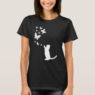 Katze mit Schmetterlingen Katze Besitzer der Niedl T-Shirt