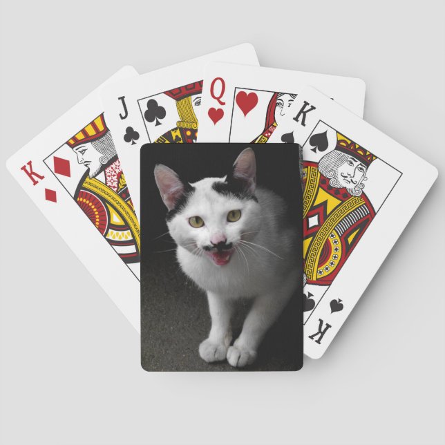 Katze mit Schnurrbart Spielkarten (Rückseite)