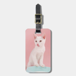 Katze mit Schüssel Milch Gepäckanhänger