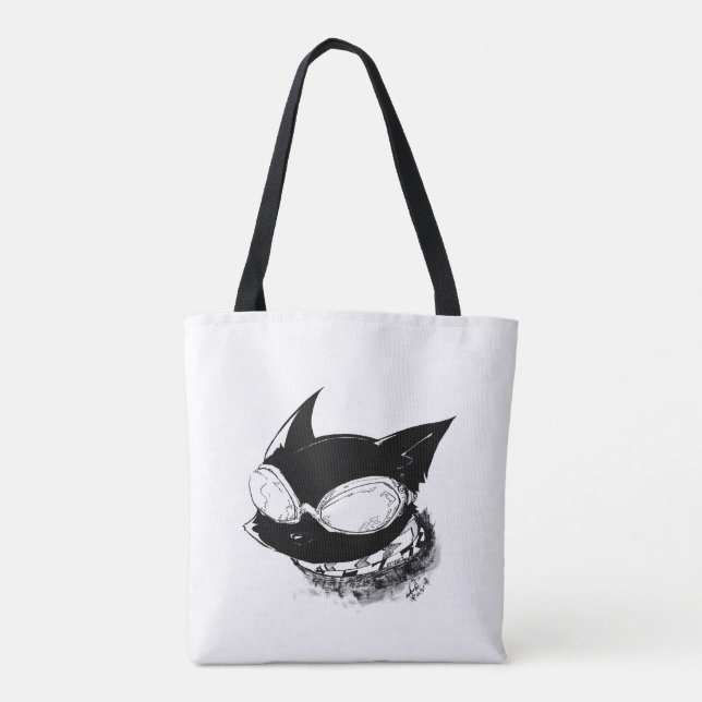 Katze mit Schutzbrillen-Logo-Tasche (Rückseite)