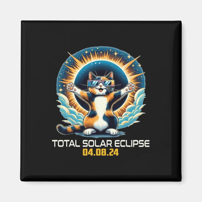 Katze mit Selfie Solar Eclipse Solar Eclipse 2024 Magnet (Vorne)