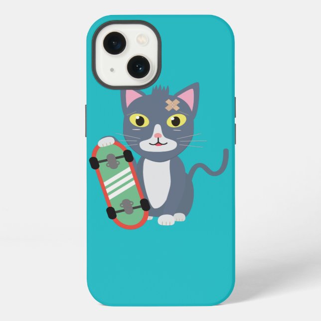 Katze mit Skateboard iPhone Hülle (Rückseite)