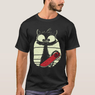 Katze mit Skateboard Skateboard fahrende Katze Sü T-Shirt