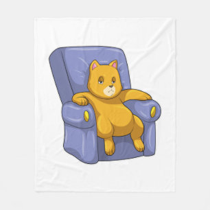 Katze mit Sofa Fleecedecke