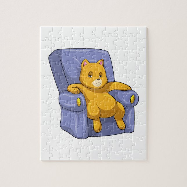 Katze mit Sofa Puzzle (Vertikal)