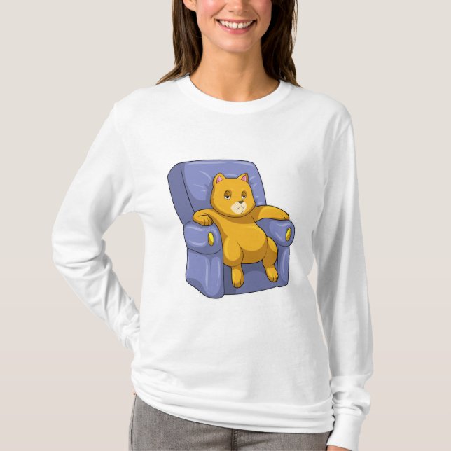 Katze mit Sofa T-Shirt (Vorderseite)