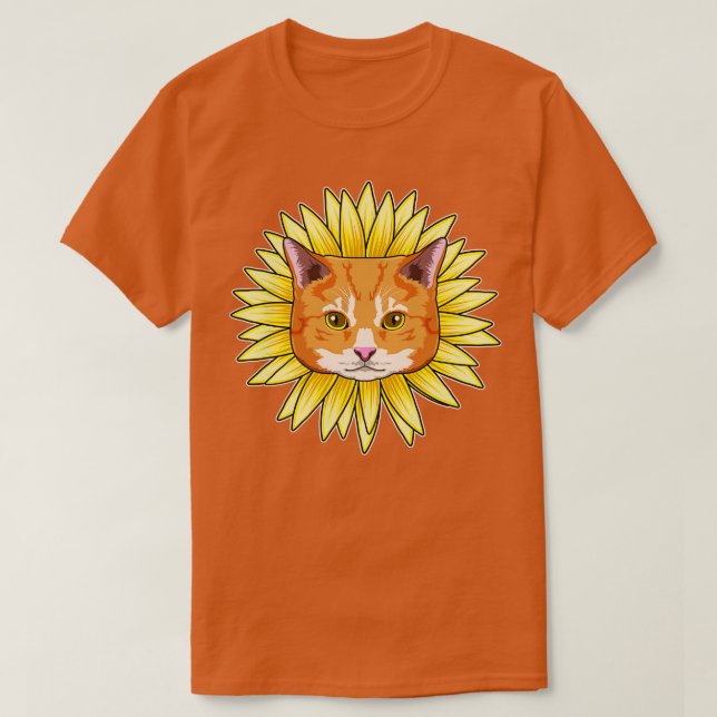 Katze mit Sonnenblume 1 T-Shirt (Design vorne)