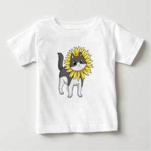 Katze mit Sonnenblume Baby T-shirt