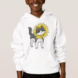 Katze mit Sonnenblume Hoodie