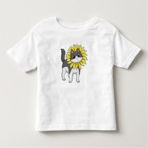 Katze mit Sonnenblume Kleinkind T-shirt