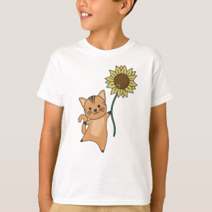 Katze mit Sonnenblumen-Niedlichen Tieren für Kinde T-Shirt
