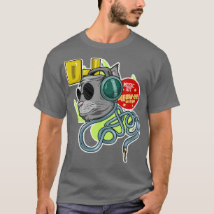 Katze mit Sonnenbrille als DJ mit Headphone T-Shirt