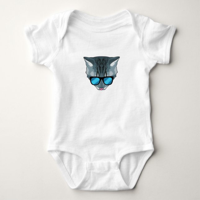 Katze mit Sonnenbrille Baby Strampler (Vorderseite)