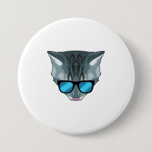 Katze mit Sonnenbrille Button