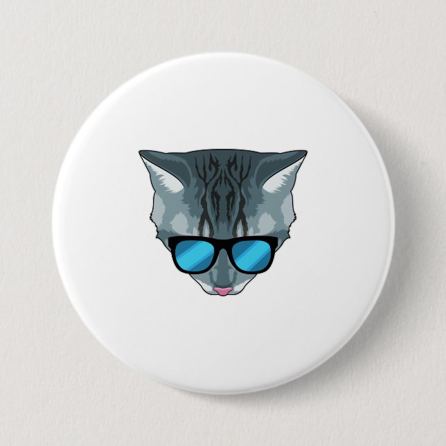 Katze mit Sonnenbrille Button (Vorderseite)