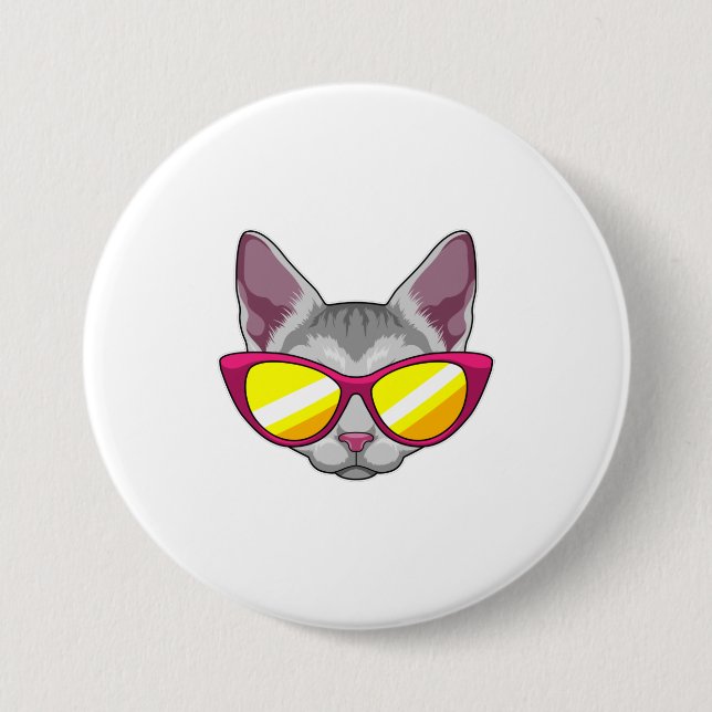 Katze mit Sonnenbrille Button (Vorderseite)