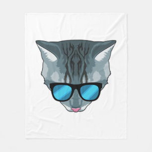 Katze mit Sonnenbrille Fleecedecke