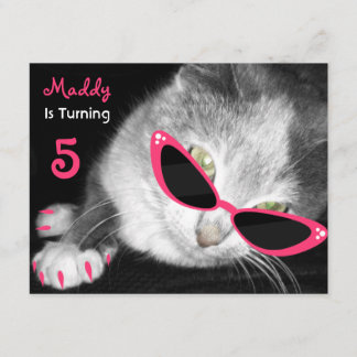 Katze mit Sonnenbrille-Geburtstags-Party laden ein Einladung