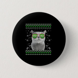 Katze mit Sonnenbrille Meowy Ugly Weihnachtskraut Button