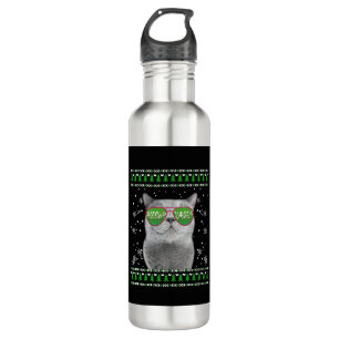 Katze mit Sonnenbrille Meowy Ugly Weihnachtskraut Edelstahlflasche