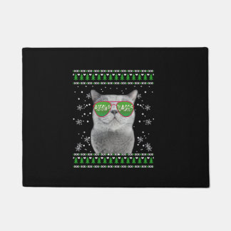 Katze mit Sonnenbrille Meowy Ugly Weihnachtskraut Fußmatte