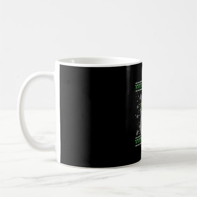Katze mit Sonnenbrille Meowy Ugly Weihnachtskraut Kaffeetasse (Links)