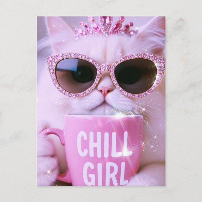 Katze mit Sonnenbrille Postkarte (Vorderseite)