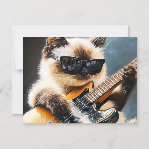 Katze mit Sonnenbrille spielen Gitarre Postkarte