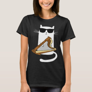 Katze mit Sonnenbrille spielt Harfe T-Shirt