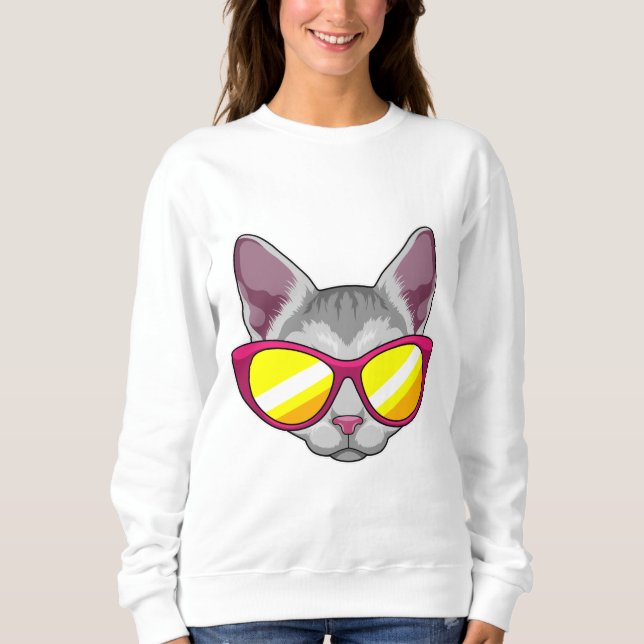 Katze mit Sonnenbrille Sweatshirt (Vorderseite)