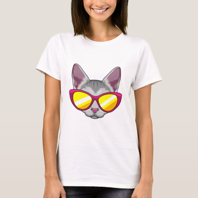 Katze mit Sonnenbrille T-Shirt (Vorderseite)