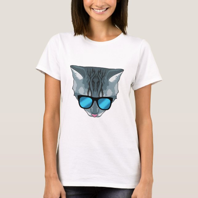 Katze mit Sonnenbrille T-Shirt (Vorderseite)