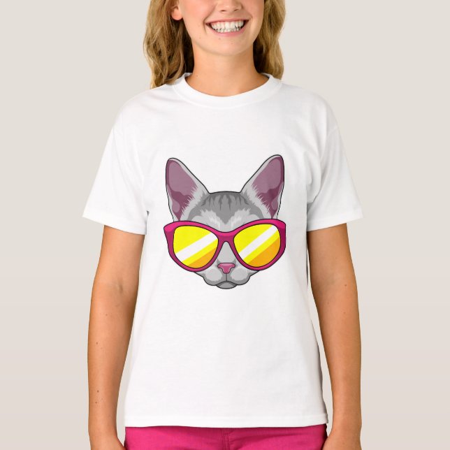 Katze mit Sonnenbrille T-Shirt (Vorderseite)