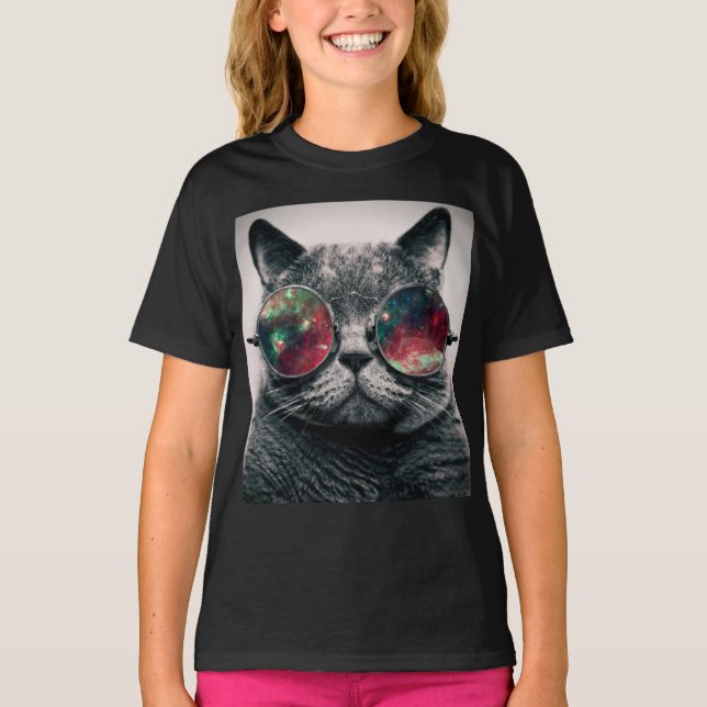 Katze mit Sonnenbrille T-Shirt (Vorderseite)
