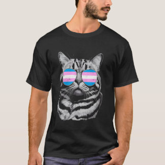 Katze mit Sonnenbrille Transgender Stolz LGBTQ T-Shirt