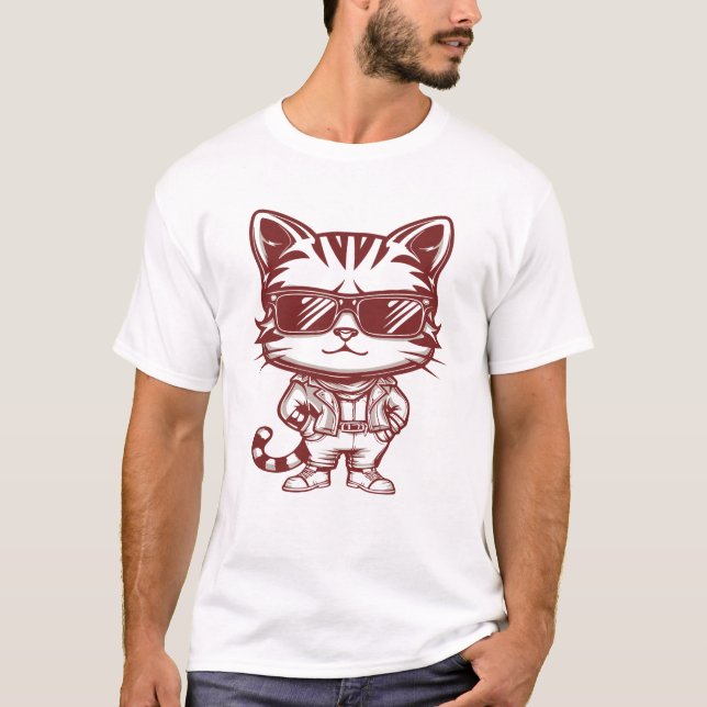 Katze mit Sonnenbrille und vertrauter Pose T-Shirt (Vorderseite)