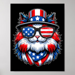 Katze mit Sonnenbrille USA-Flagge Katzenliebhaber Poster