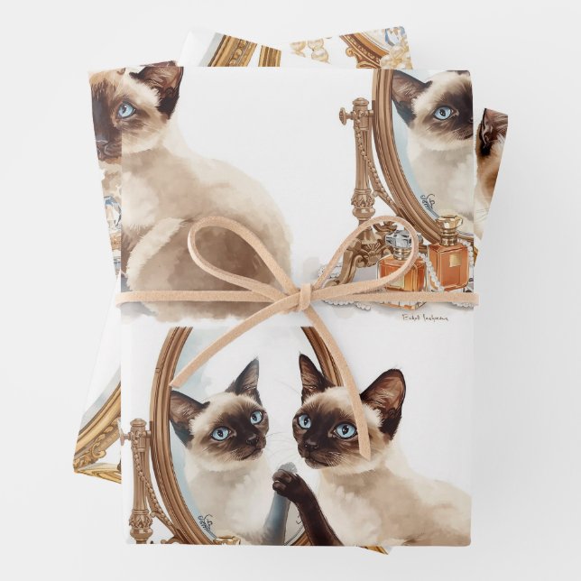 Katze mit Spiegel  Geschenkpapier Set (Beispiel)