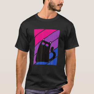 Katze mit Stolz Bisexuellen-Flagge LGBQ Stolz Verb T-Shirt
