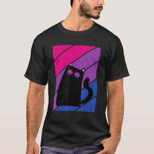 Katze mit Stolz Bisexuellen-Flagge LGBTQ Stolz Ver T-Shirt