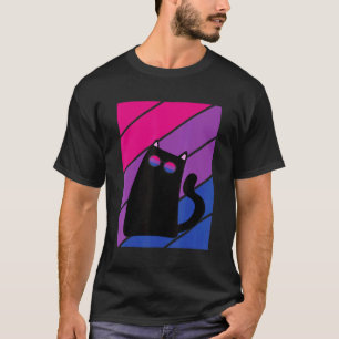 Katze mit Stolz Bisexuellen-Flagge LGBTQ Stolzer V T-Shirt