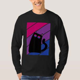 Katze mit Stolz Bisexuellen-Flagge LGBTQ Stolzer V T-Shirt
