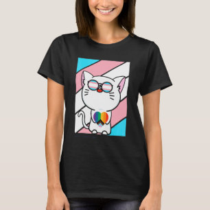 Katze mit Stolz Transgender Herzflagge Lgbtq Stolz T-Shirt
